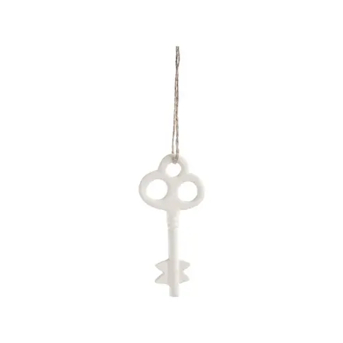 Jardin et pratique：Décoration à suspendre clé en aluminium blanc - 9 x 10 cm