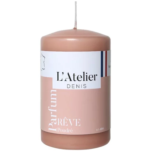 Solution pratique:Bougie cylindrique taille S rose parfum rêve poudré L’Atelier de Denis - Ø 6,8 x H 11 cm