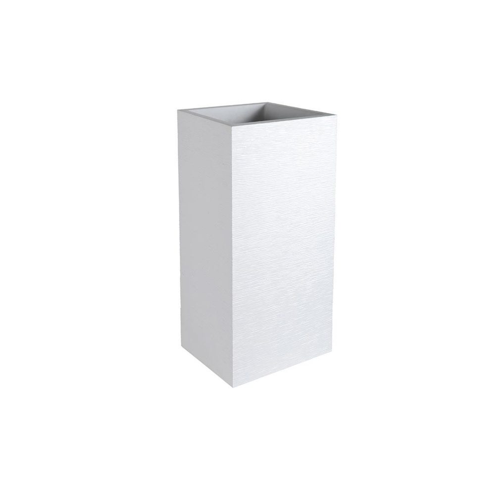 Eda Pot de fleurs carré haut graphit - 39,5 x 39,5 x 80 cm - 31 l - blanc cérusé - eda