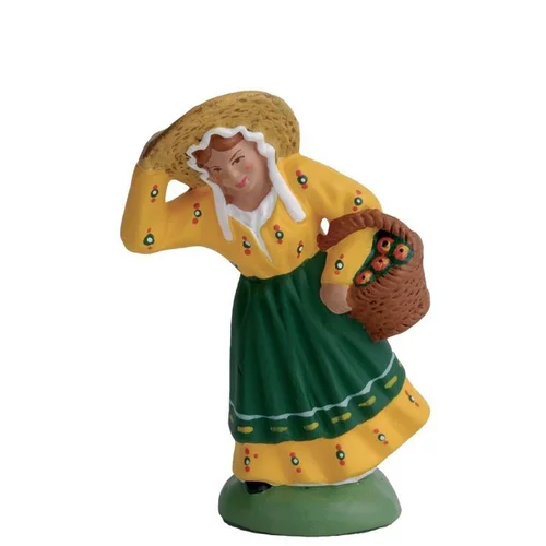 Pour un extérieur accueillant:Santon pour crèche femme mistral vert - 7 cm