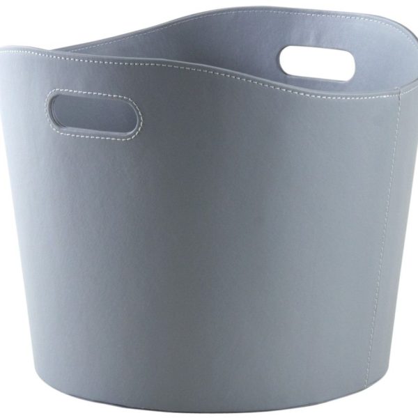 Corbeille à bûches ronde en polyuréthane gris