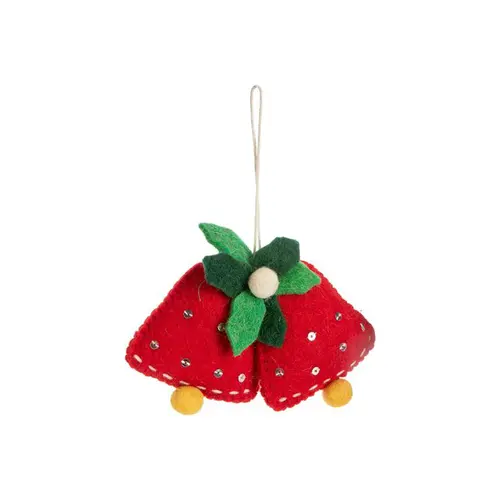 Jardin essentiel:Décoration à suspendre 2 carillons en feutrine rouge - 4,7 x 3,3 cm