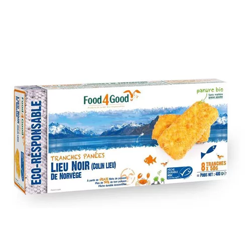 Nature maison:Tranches panées de lieu noir Food 4 Good - 400 g