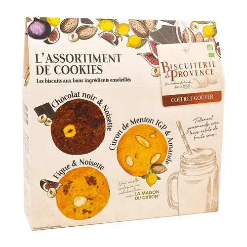 Pour organiser vos extérieurs:Pack Assortiment cookies bio Biscuiterie de Provence - 210 g