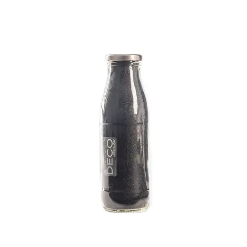 Pour votre confort au jardin：Sable décoratif noir Ø 0,5 mm en bouteille de verre - 500 ml