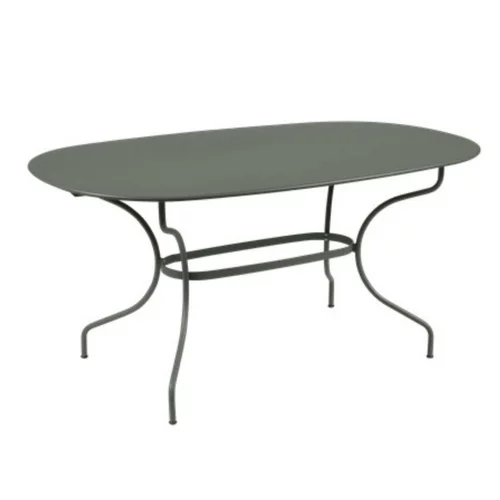 Extérieur facile：Table ovale en acier coloris romarin Opéra Fermob - 160 x 90 x 74 cm