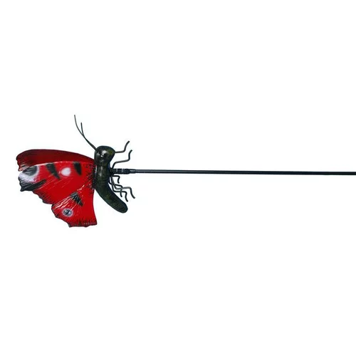 Déco pour le jardin：Papillon rouge en résine sur pique Riviera - 120,5 cm