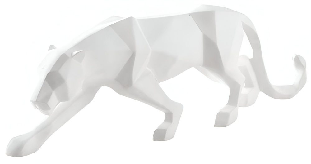 Léopard en résine blanche origami
