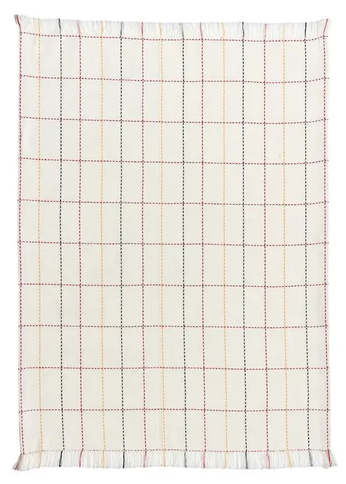 Bien pratique à l’extérieur：Torchon en coton recyclé blanc à carreaux multicolores Winckler Luan - 50 x 70 cm
