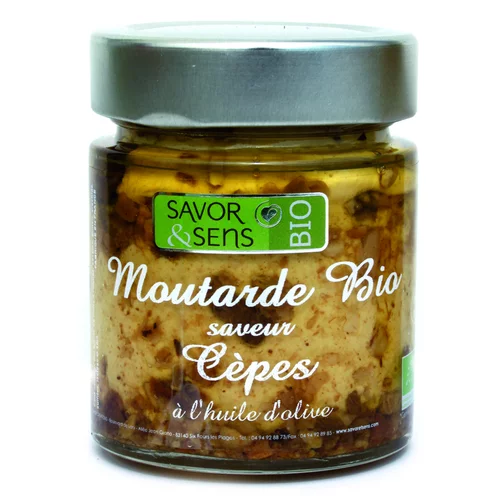 Bien pratique à l’extérieur：Moutarde bio aux cèpes 130 g