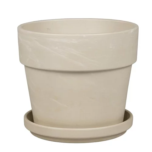 Le jardin au quotidien：Pot avec soucoupe coloris beige Calima - Ø 28 cm