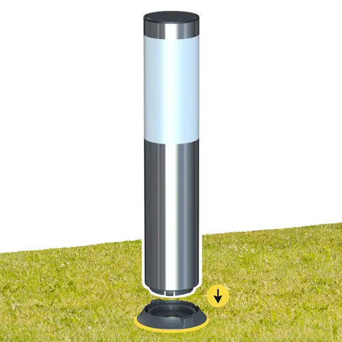 Malin au jardin:Borne solaire lanterne amovible coloris gris en inox Gard&Rock - Ø 8 x 42 cm
