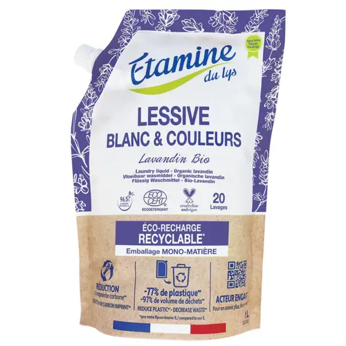 Confort dehors：Lessive liquide tous textiles au lavandin bio Etamine du Lys - 1 L