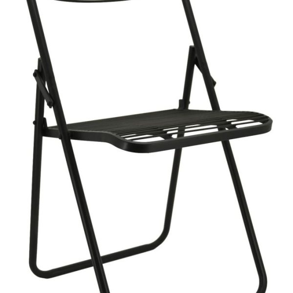 Chaise pliante en métal vieilli