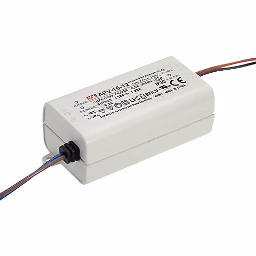 Driver LED à tension constante 12 V DC – 15 W, 1,25 A, boîtier plastique compact, non dimmable