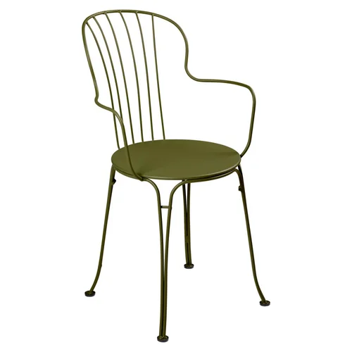 Jardin & équipement：Fauteuil Bridge Opera + coloris vert en acier Fermob - 52 x 56 cm