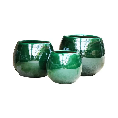 Jardin à adopter:Pot en terre émaillée vert Jade Les Poteries d’Albi Cancale - Ø 21 x H 21 cm