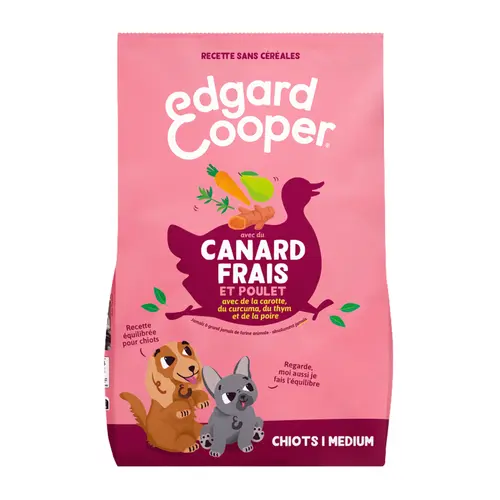 Loisirs extérieur:Croquettes pour chiot au canard et au poulet sans céréales Edgard & Cooper - 2,5 kg