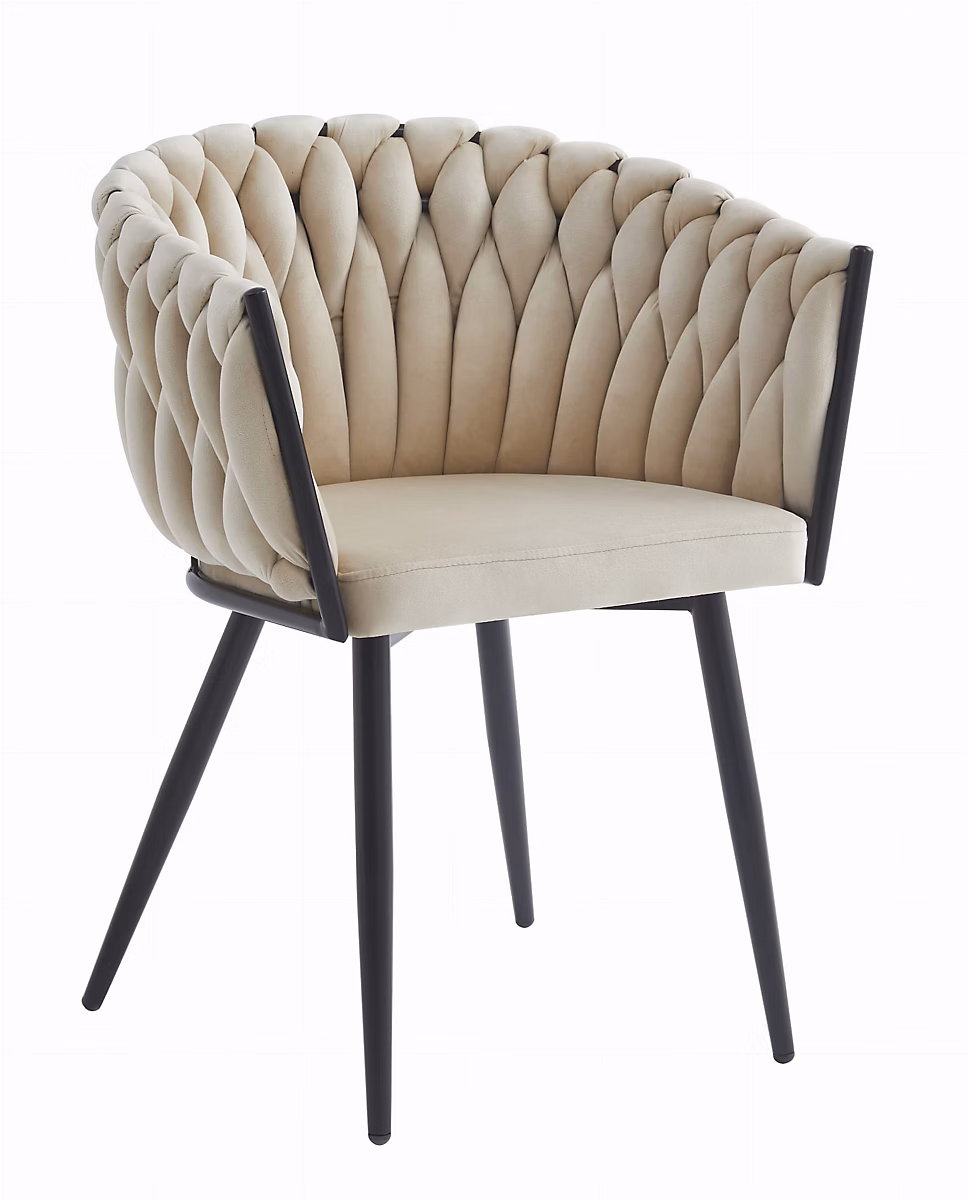 Chaise Valora MAYAN en velours beige et pieds noirs | Chaise