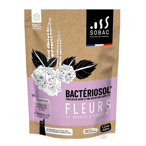 Une solution pour le jardin:Bactériosol fleurs et massifs d'ornement 100 % naturel Sobac - 1,2 kg