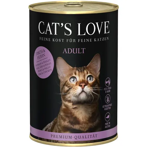 Au service de votre jardin：Pâtée pour chat au poisson et au poulet Cat's Love Adult – en boîte de 400 g