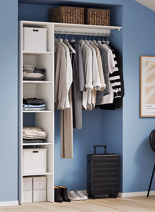 Kit dressing 1 colonne réversible L. 130 x H. 200 x P. 45 cm – blanc, GoodHome Matai