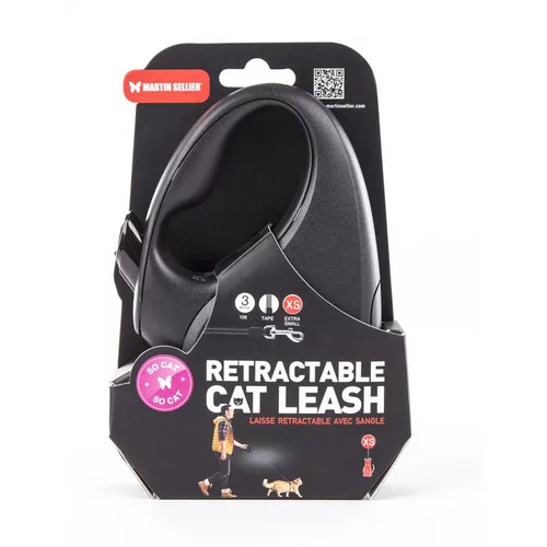 Maison et extérieur:Laisse rétractable pour chat So Cat noire - taille XS
