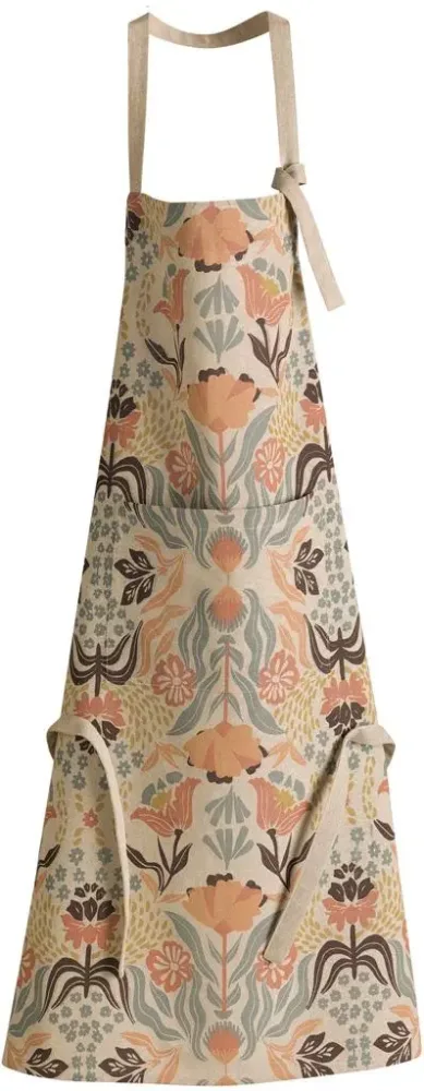Pour plus de confort à l’extérieur：Tablier en coton imprimé multicolore avec poche Youri - 72 x 85 cm