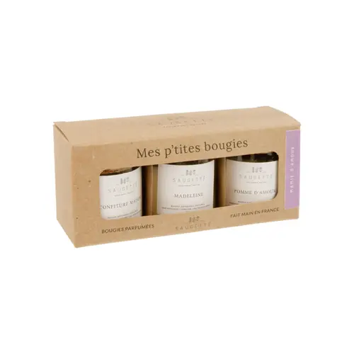 Adapté à l’extérieur：Coffret 3 bougies Saugettes Mes P’tites bougies parfumées Maman chérie - 3 x 50 g