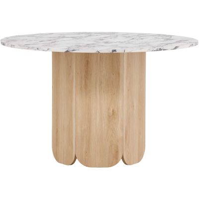Table repas en MDF Tekla 120 x 75 cm (Naturel et plateau effet marbre)