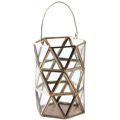 Photophore hexagonal en verre et laiton