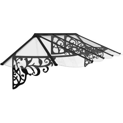 Marquise de porte en aluminium et polycarbonate Lily (319 x 88 cm)