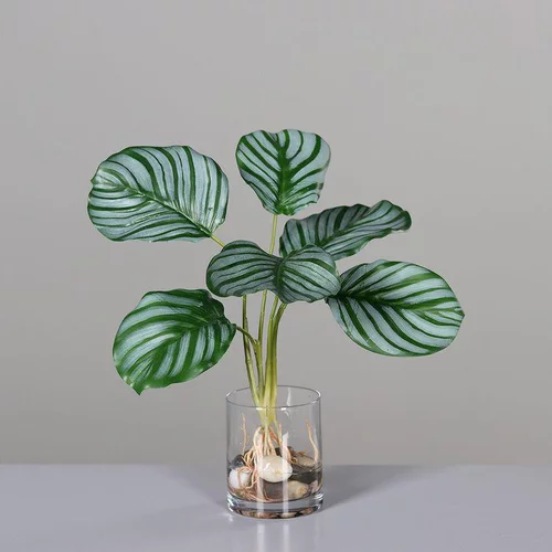 Pour plus de praticité à l’extérieur:Plante verte artificielle en vase transparent illusion d'eau - 33 cm