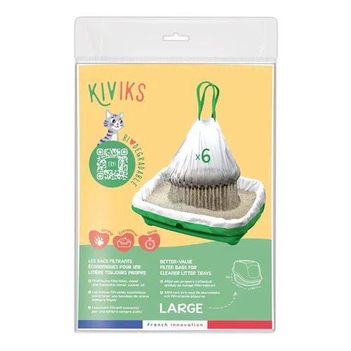 Parfait pour le jardin:Sacs à litière filtrants pour chat coloris blanc Kiviks - Taille L 52 x 34 x 25 cm