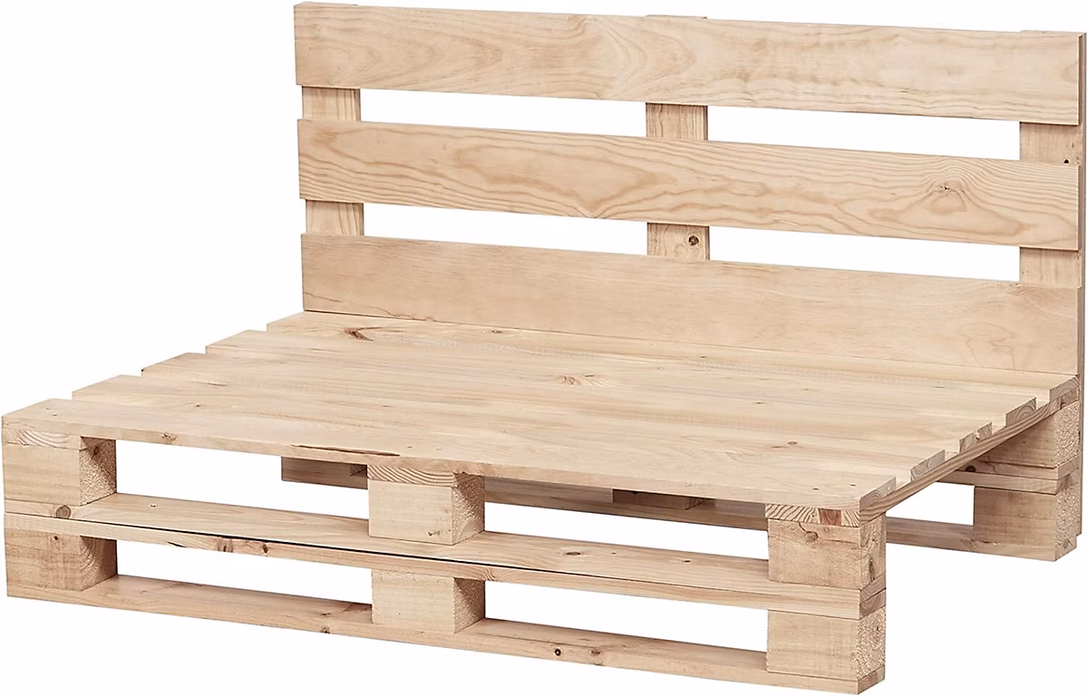 Canape en Palettes Poncees et Brossees 120 × 60cm Finition Ecru pour Patio Interieur Exterieur