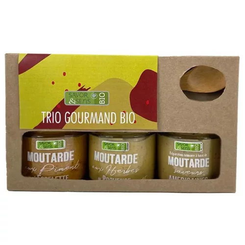 Jardin choix：Coffret de 3 moutardes bio Savor et Sens - 3 produits