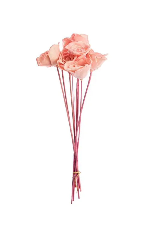Bien pour le jardin：Bouquet de 8 roses artificielles bombay coloris rose - Ø 8 cm x 40 cm