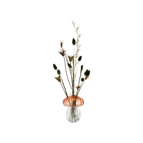 Pour un jardin bien équipé:Vase soliflore forme champignon en verre transparent - Ø 10 x H 13 cm