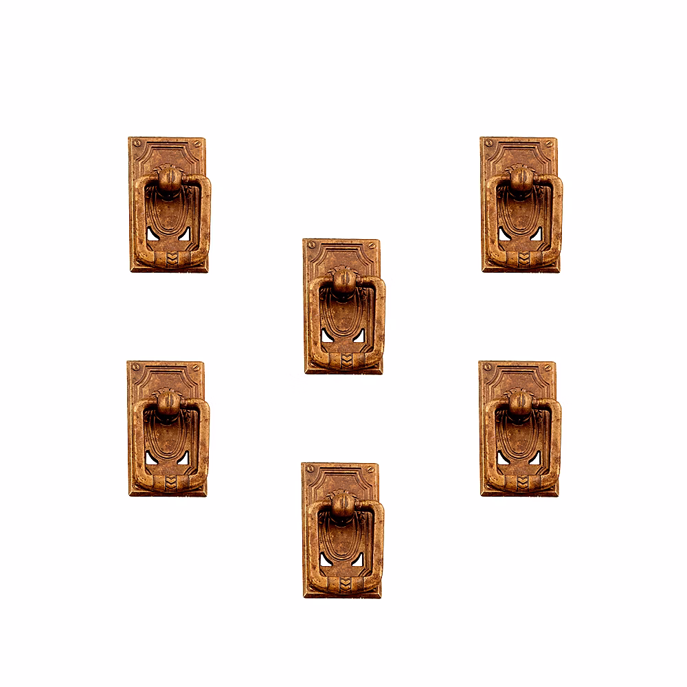 6 Un. anneau poignées de meuble en bronze vieilli pour tiroir 50 × 27 × 12mm