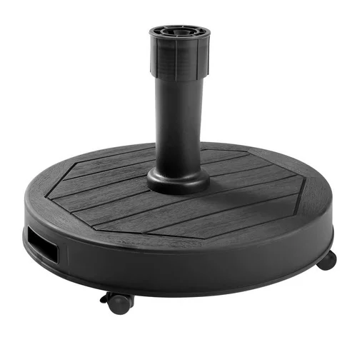 Bien pratique au jardin：Pied de parasol rond en béton gris foncé avec roulettes - 27 kg