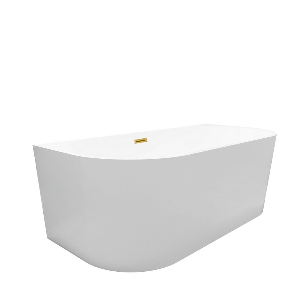 Balneo Baignoire miroir d'ore semi – îlot Murale 160 × 75cm | accessoires miroir doré | Acrylique thermoformé 3.5mm VIVA