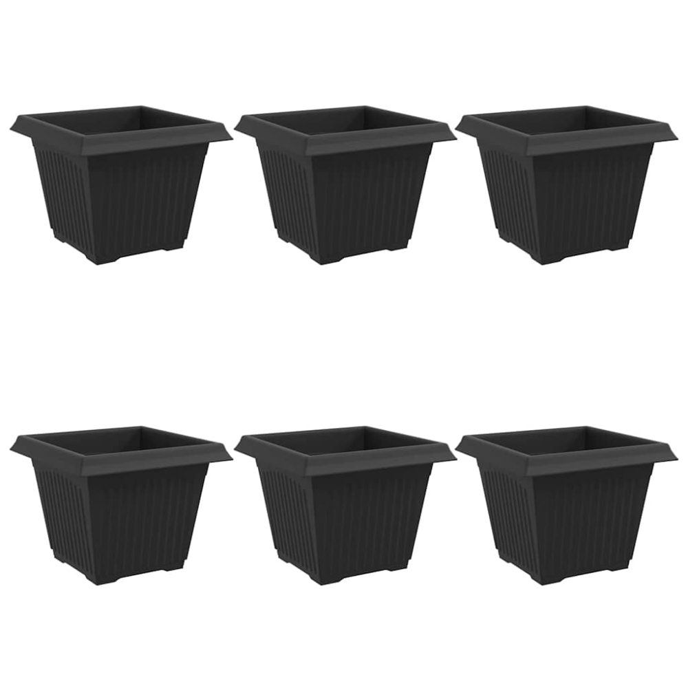 vidaXL Pot de Fleurs Carré 6 pc Noir 28,5 x 28,5 x 22 cm Plastique