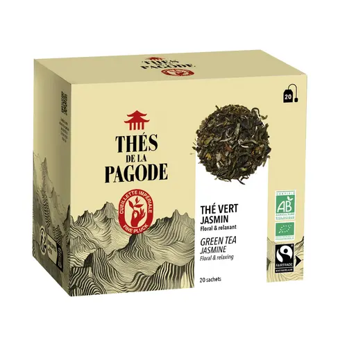 Pour mieux profiter du jardin:Thé vert au jasmin bio et équitable Thés de la Pagode - 20 infusettes