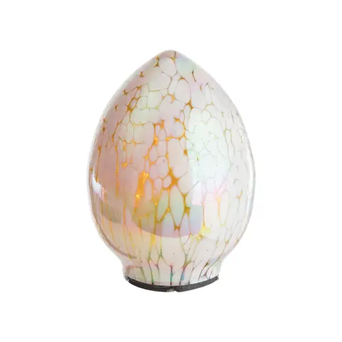 Nature au jardin:Œuf décoratif en verre moucheté jaune et blanc - Ø 8 x H 13 cm