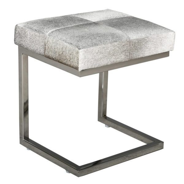 Tabouret design en peau de vache et acier chromé