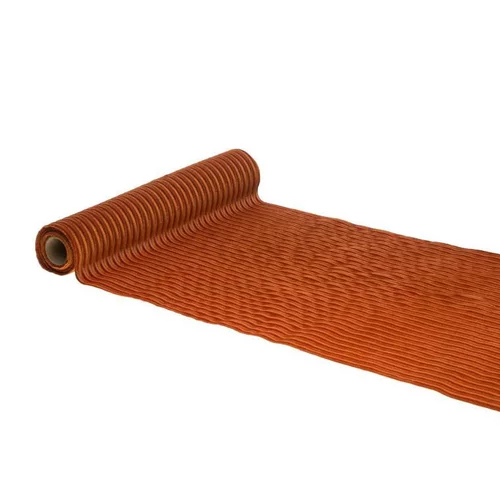 Jardin plaisir:Chemin de table en velours coloris ambre côtelé luisant – 28 cm x 3 m