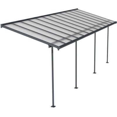 Pergola à adosser en aluminium gris et polycarbonate Sierra (2.2 x 6.7 m)