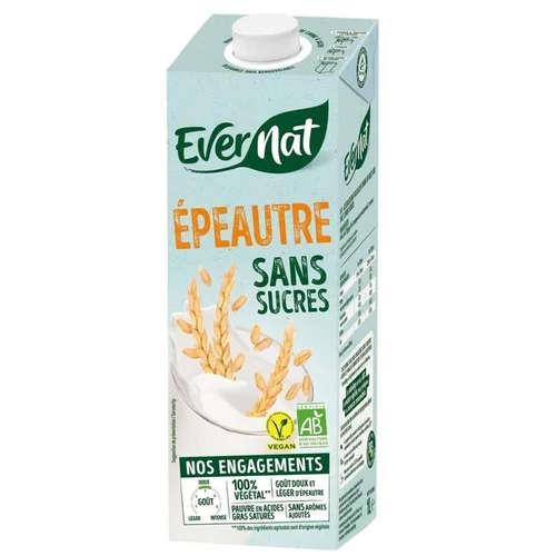 Jardin chez vous：Boisson végétale à l’épeautre sans sucres Evernat - 1 L