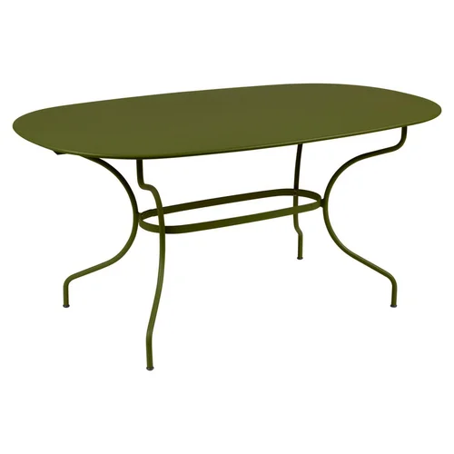 Un choix pratique pour l’extérieur:Table ovale Opera + coloris vert en acier Fermob - 160 x 90 cm