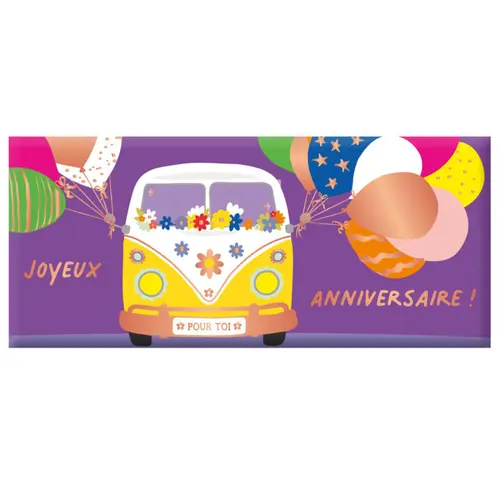 Extérieur déco:Mini tablette chocolat lait « Joyeux Anniversaire » Art Grafik - 30 g